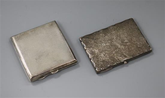A late Victorian engraved silver card purse, Deakin & Francis, Birmingham, 1900 & a silver cigarette case.